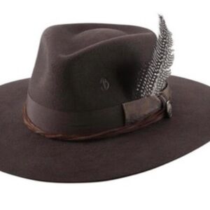 Elegant Brown Fedora Hat with Feather Accent